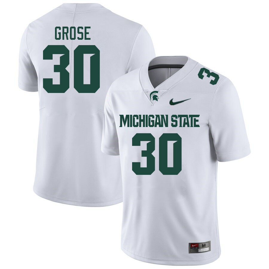 Men #30 Aveon Grose Michigan State Spartans College Football Jersesys Stitched-White